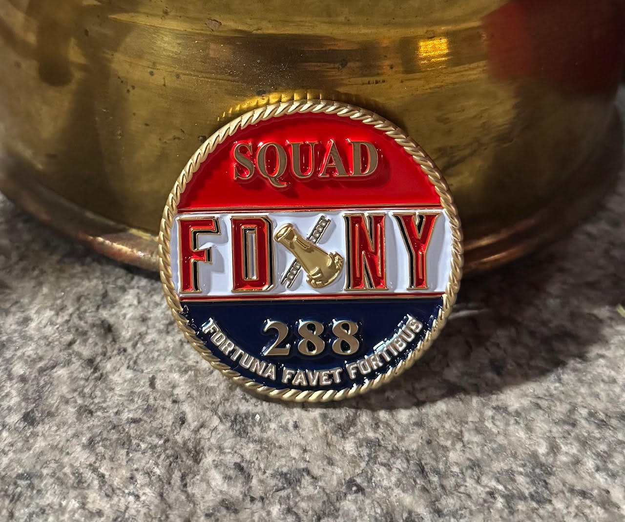 Front side of the Squad 288 challenge coin